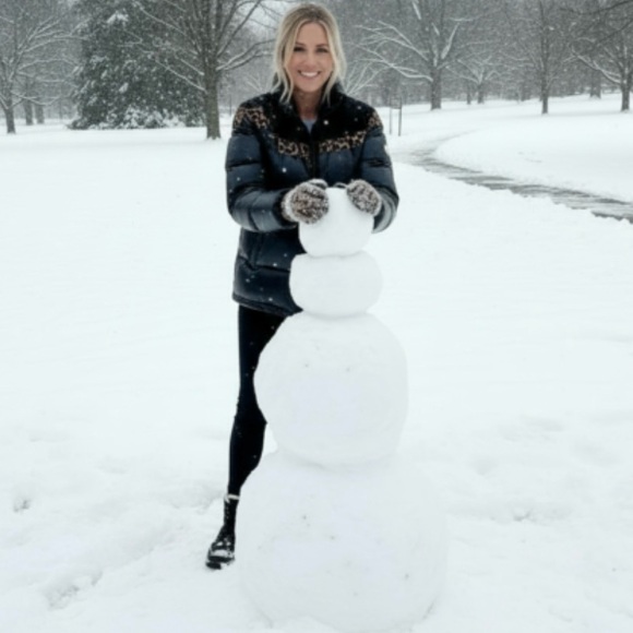 NVLT Nordstrom Mixed Media PufferBlack Lepoard Print Jacket - Picture 3 of 8